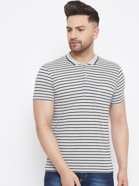 

Adobe Men Off-White Striped Polo Collar T-shirt