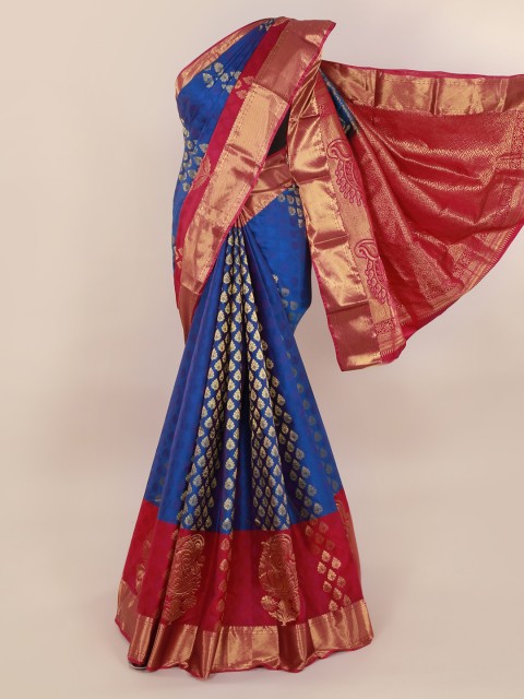 

Pothys Blue Pure Silk Woven Design Kanjeevaram Saree