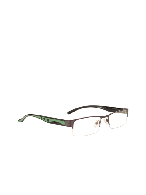 

Gold Berg Unisex Gunmetal-Toned Solid Half Rim Rectangle Frames GB-002_GUN-GRN, Metallic