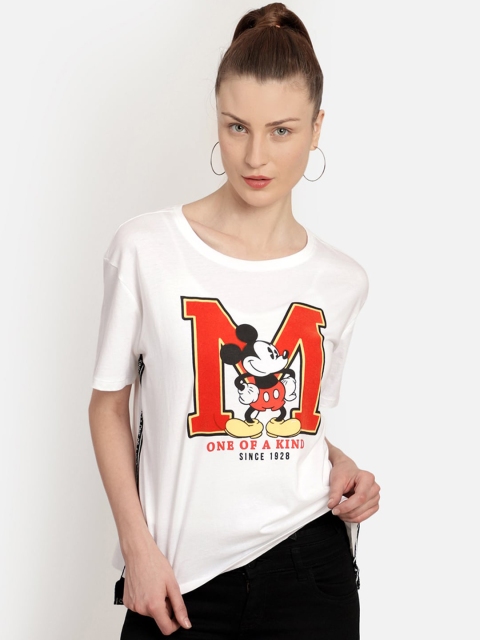 

Free Authority Women White & Red Mickey Mouse Printed T-shirt