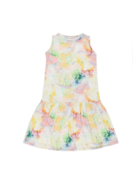 

RAINE AND JAINE Girls White and Multi Printed A-Line Dress