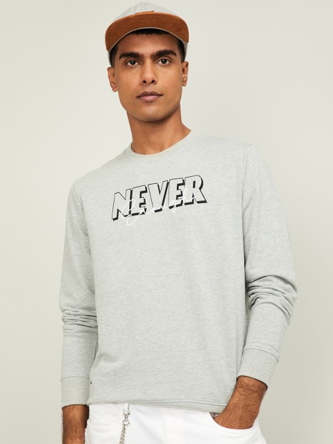 

Forca Men Grey Melange Printed Sweatshirt