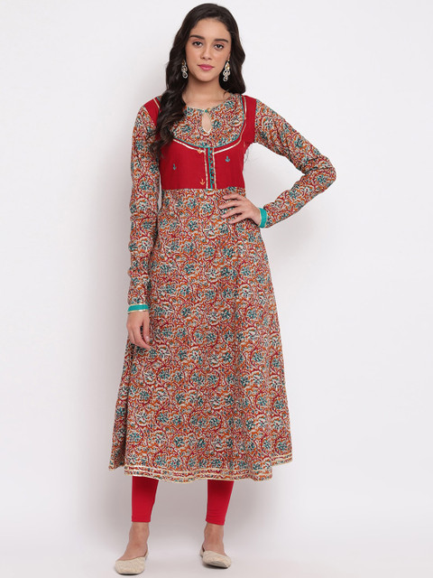

Ashnaina Women Red Printed Anarkali Kurta