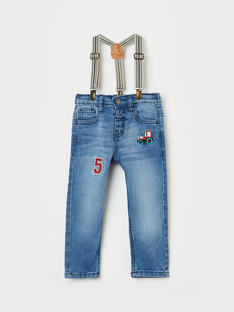

Juniors by Lifestyle Boys Blue Slim Fit Mid-Rise Low Distress Jeans