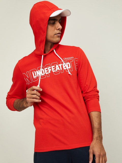 

Kappa Men Red Solid Hood T-shirt