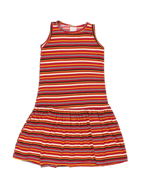 

RAINE AND JAINE Girls Orange Striped Fit and Flare Dress