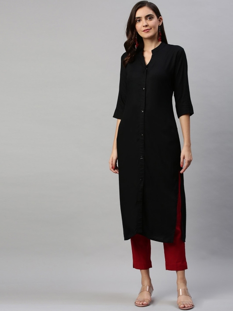 

Soch Women Black Solid Straight Kurta