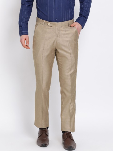 

COBB Men Brown Regular Fit Solid Formal Trousers