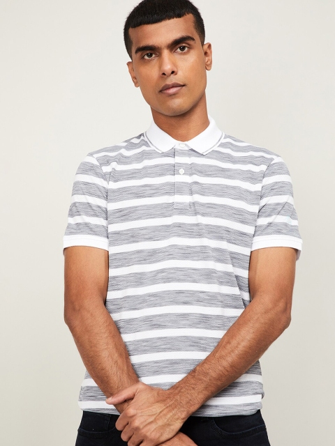

Fame Forever by Lifestyle Men Grey Striped Polo Collar T-shirt