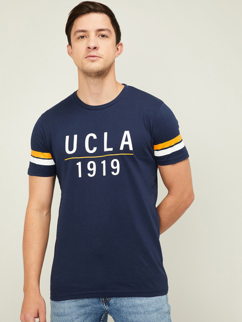 

UCLA Men Navy Blue Printed Round Neck T-shirt