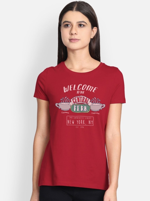 

Free Authority Women Red Friends Printed Round Neck Cotton Pure Cotton T-shirt