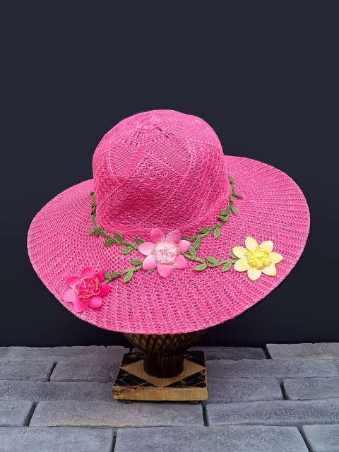 

Golden Peacock Women Pink Woven Design Sun Hat