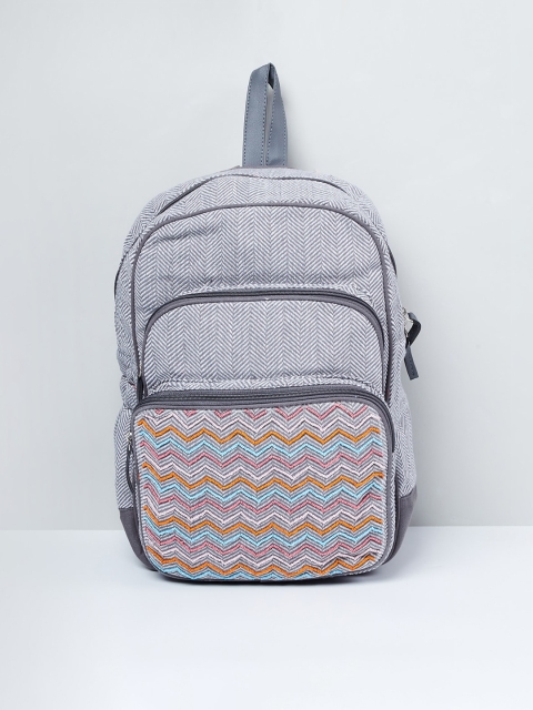 

max Women Grey & White Geometric Backpack