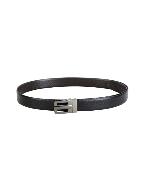 

ZEVORA Men Black & Brown Textured Reversible Belt