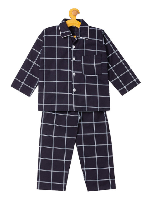 

The Magic Wand Girls White & Black Checked Night Suit