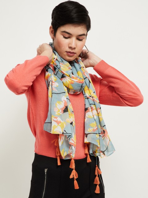 

max Women Grey & Yellow Printed Scarf
