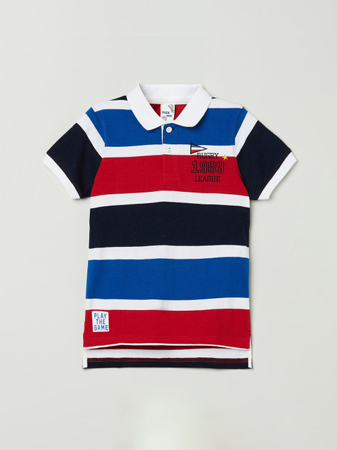 

max Boys Multicoloured Striped Polo Collar T-shirt, Multi