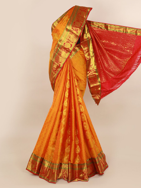 

Pothys Orange Pure Silk Woven Design Kanjeevaram Saree
