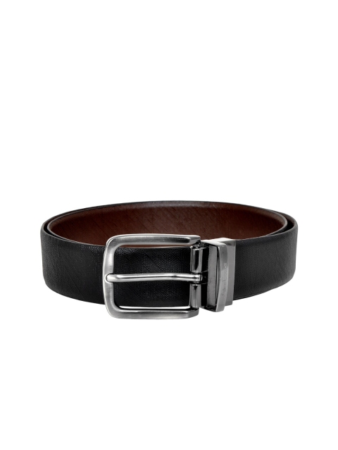 

Allen Cooper Men Black & Brown Reversible Leather Textured Belt