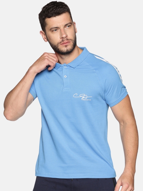 

ATTIITUDE Men Blue Printed Polo Collar T-shirt