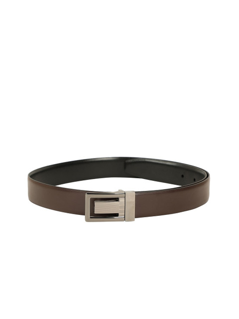 

ZEVORA Men Brown & Black Solid Reversible Belt