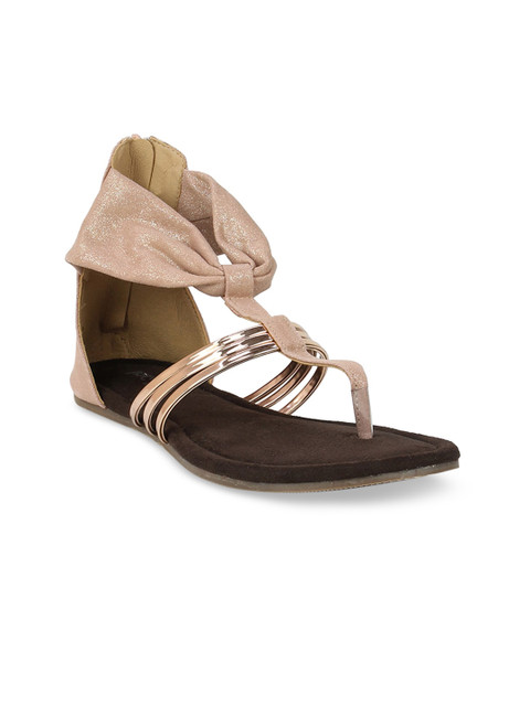 

Inc 5 Women Beige Embellished T-Strap Flats