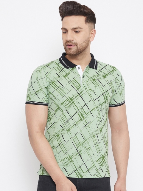 

Adobe Men Green Printed Polo Collar T-shirt