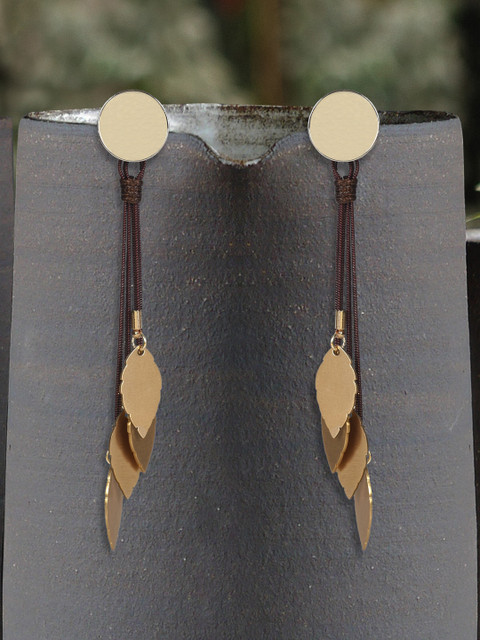 

MIDASKART Gold-Toned Contemporary Drop Earrings