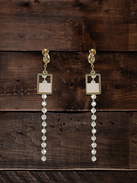 

MIDASKART Gold-Toned Contemporary Drop Earrings