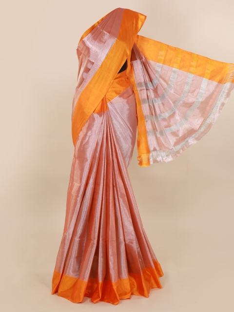 

Pothys Orange Solid Tissue Saree