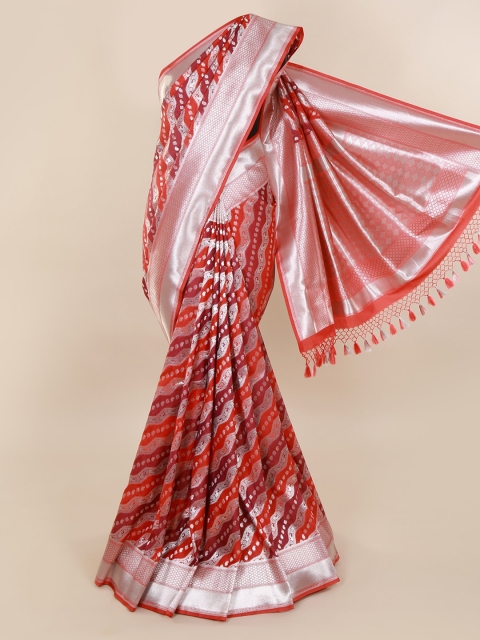 

Pothys Red & Silver-Toned Pure Silk Woven Design Banarasi Saree