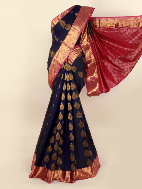 

Pothys Blue & Orange Pure Silk Woven Design Kanjeevaram Saree