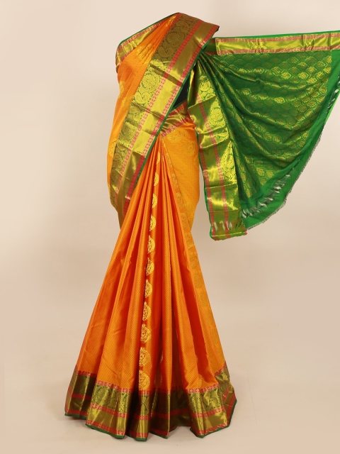 

Pothys Mustard & Green Pure Silk Woven Design Kanjeevaram Saree