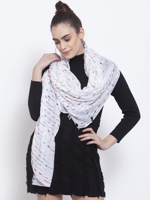 

J Style Women White Printed Stole