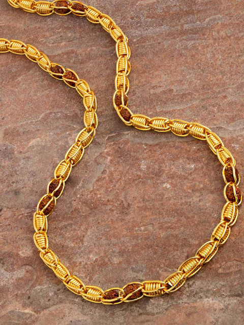 

Dare by Voylla Men Gold-Toned & Brown Metal Gold-Plated Chain