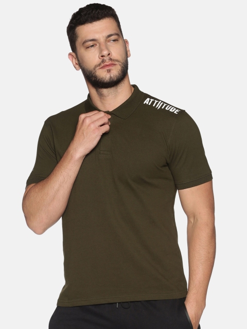 

ATTIITUDE Green Polo Collar Solid T-shirt