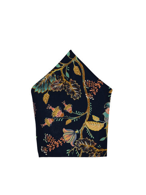 

Blacksmith Men Navy Blue & Mustard Yellow Floral Printed Pocket Square