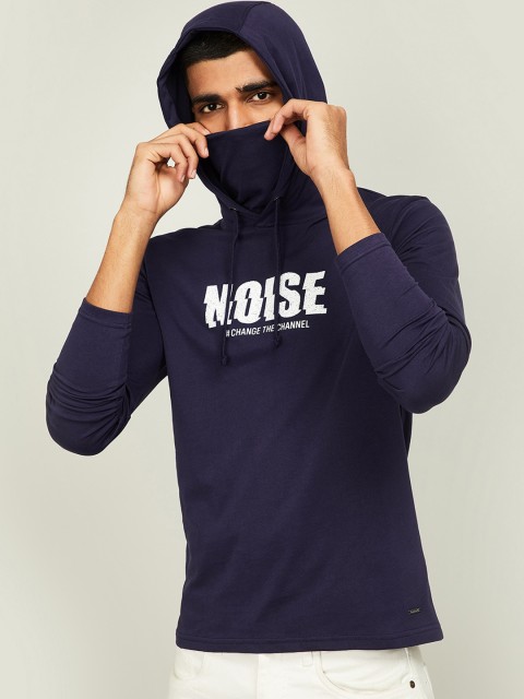 

Bossini Men Navy Blue Printed Hooded T-shirt