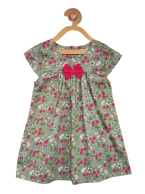 

Campana Girls Green Printed A-Line Dress