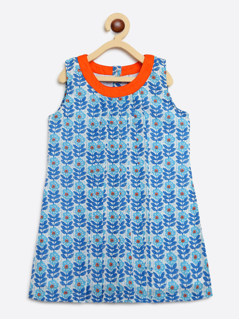 

Campana Girls Blue Printed A-Line Dress