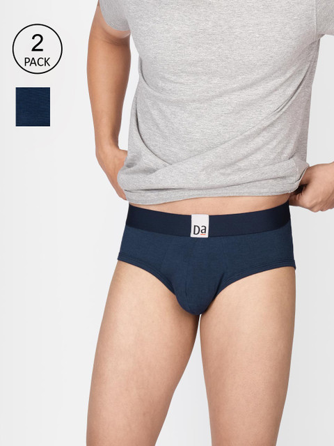 

DAMENSCH Men Pack of 2 Navy Blue Solid Deo-Soft Basic Briefs