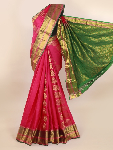 

Pothys Magenta & Green Pure Silk Woven Design Kanjeevaram Saree