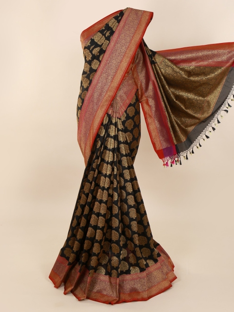 

Pothys Black Pure Silk Woven Design Banarasi Saree