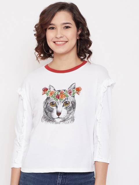 

CAMLA Women White Animal Printed Top
