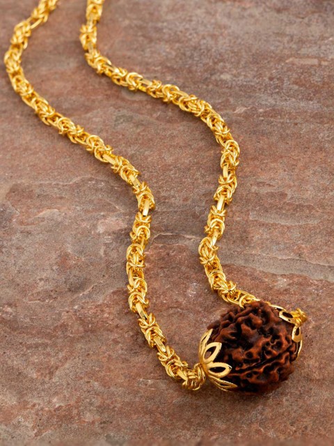 

Dare by Voylla Men Brown & Gold-Plated Rudraksha Chain