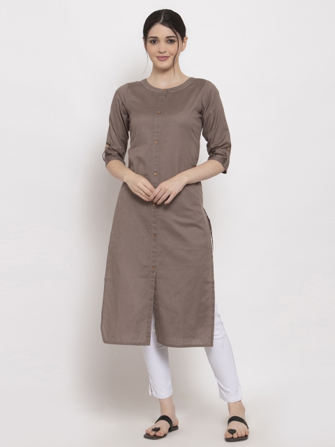 

ALC Creations Women Brown Solid Straight Kurta