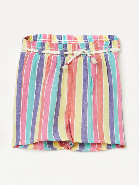 

Juniors by Lifestyle Girls Yellow Striped Regular Fit Regular Shorts