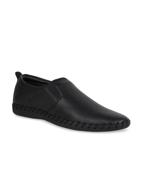 

Regal Men Black Solid Leather Formal Slip-On Shoes