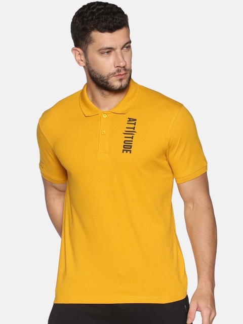 

ATTIITUDE Men Yellow Solid Henley Neck T-shirt