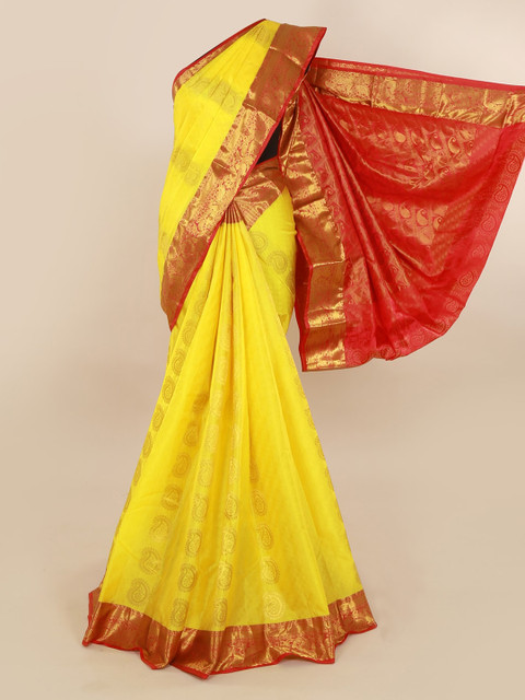 

Pothys Yellow Pure Silk Woven Design Kanjeevaram Saree